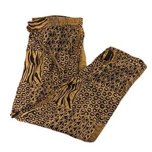 Revue Patchwork Print Boho Lounge Pants Size M 100 Percent Rayon Made in India‎